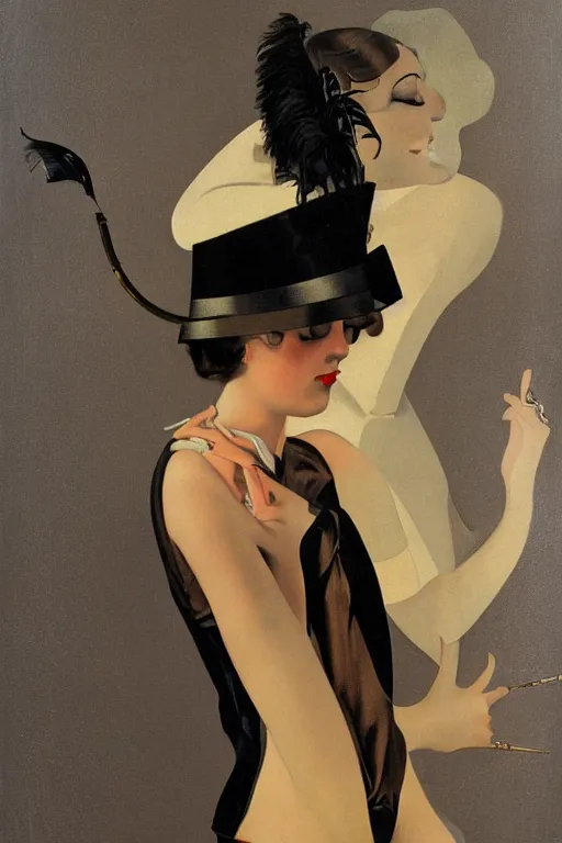 Image similar to a oil painting depicting a Jazz Age high society figure, 1920s style, smooth, highly detailed, high contrast, Coles Phillips, Dean Cornwell, JC Leyendecker, 8K