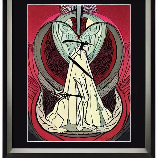 Image similar to a heart and dagger tarot card, monocrome icon stylized minimalist by cory loftis and esper ejsing and zdzisław beksinski and norman rockwell and greg rutkowski weta studio and lucasfilm full body framed shot - c 1 0