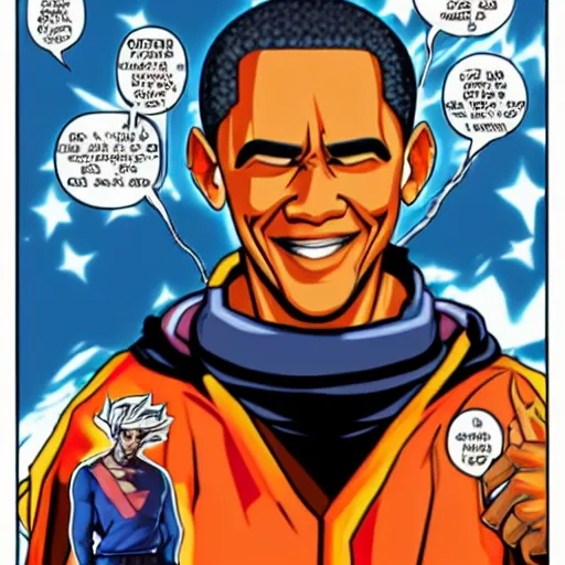 Image similar to Obama as a super saiyan