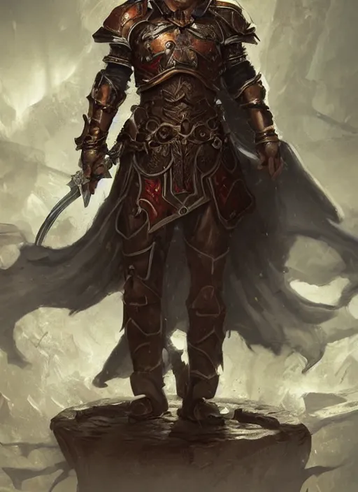 Prompt: human cleric in plate male armor painted by raymond swanland