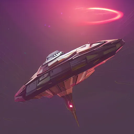 Prompt: a spaceship flying through space, epic lighting, in the art style of arcane, digital art, vector art, trending on artstation, highly detailed