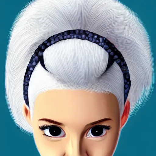 Prompt: a girl with white hair in a hairbun, by teabag. cartoon