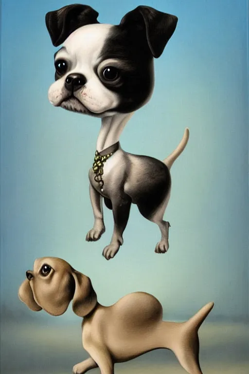 Prompt: a cute dog painted by mark ryden, by dali, isles of dog, digital art