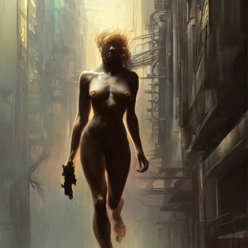 Image similar to female lion, hyperrealistic full figure, bladerunner street alley, art of elysium by frank frazetta and by jeremy mann and by alphonse mucha, fantasy art, photo realistic, dynamic lighting, artstation, full figure poster, volumetric