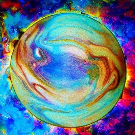 Prompt: Installation art. Using data from a NASA exoplanet space telescope, scientists discovered a Jupiter-like world 379 light-years from Earth, orbiting a star similar to our Sun. by Erin Hanson spirited