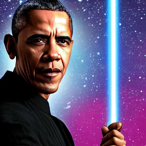 Prompt: barack obama as mace windu from star wars