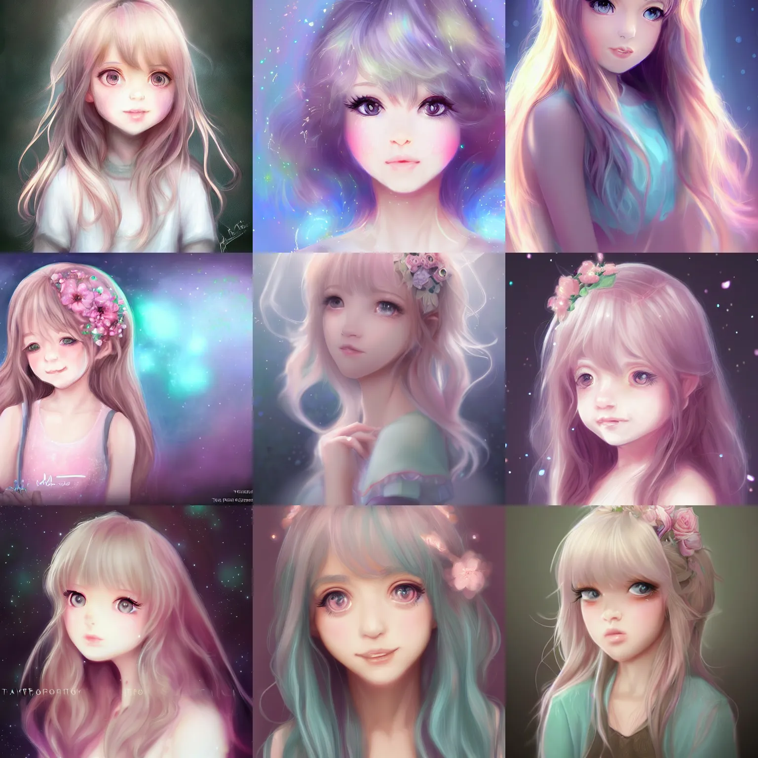 Prompt: Charlotte portrait in extremely cute realistic WLOP digital art style with bloom ethereal effects, trending on Artstation, made by Tran Ross feminine in pastel shades