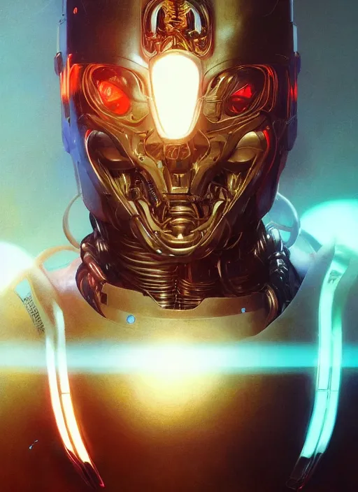 Prompt: a beautiful terminator, intricate lights, bio luminescent, venomize, by ruan jia and artgerm and range murata and wlop and ross tran and william - adolphe bouguereau and beeple. key art. fantasy illustration. award winning, artstation, intricate details, realistic, hyperdetailed, 8 k resolution.