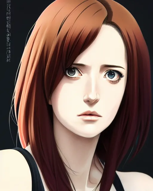 Image similar to portrait Anime as eva green girl cute-fine-face, brown-red-hair pretty face, realistic shaded Perfect face, fine details. Anime. realistic shaded lighting by Ilya Kuvshinov katsuhiro otomo ghost-in-the-shell, magali villeneuve, artgerm, rutkowski, WLOP Jeremy Lipkin and Giuseppe Dangelico Pino and Michael Garmash and Rob Rey