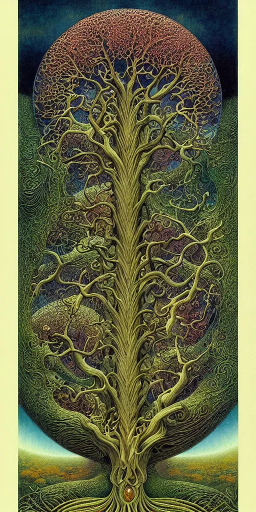 Image similar to tree of life by roger dean and andrew ferez, art forms of nature by ernst haeckel, divine chaos engine, symbolist, visionary, art nouveau, botanical fractal structures, organic, detailed, realistic, surreality