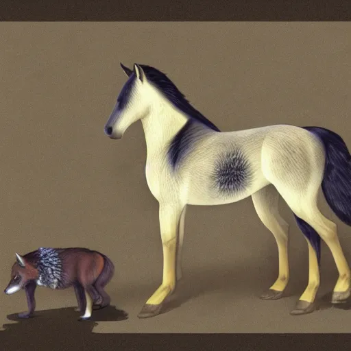 Image similar to Fox X Horse, species fusion, selective breeding