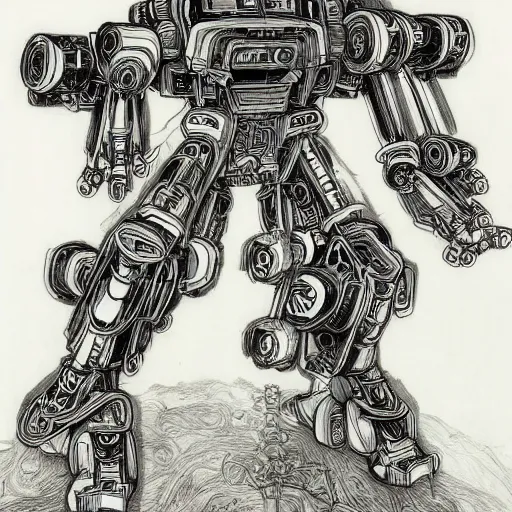 Image similar to japanese folk mecha drawing, detailed, historic, deviantart,