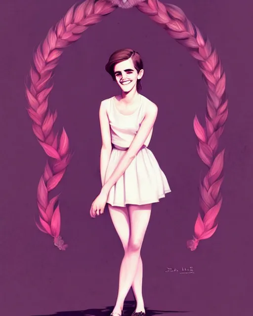 Image similar to beautiful full body Emma Watson smiling illustration by lois van baarle and loish and ross tran and rossdraws and sam yang and samdoesarts and artgerm and Cecil Beaton, Lee Miller, Irving Penn, David Bailey