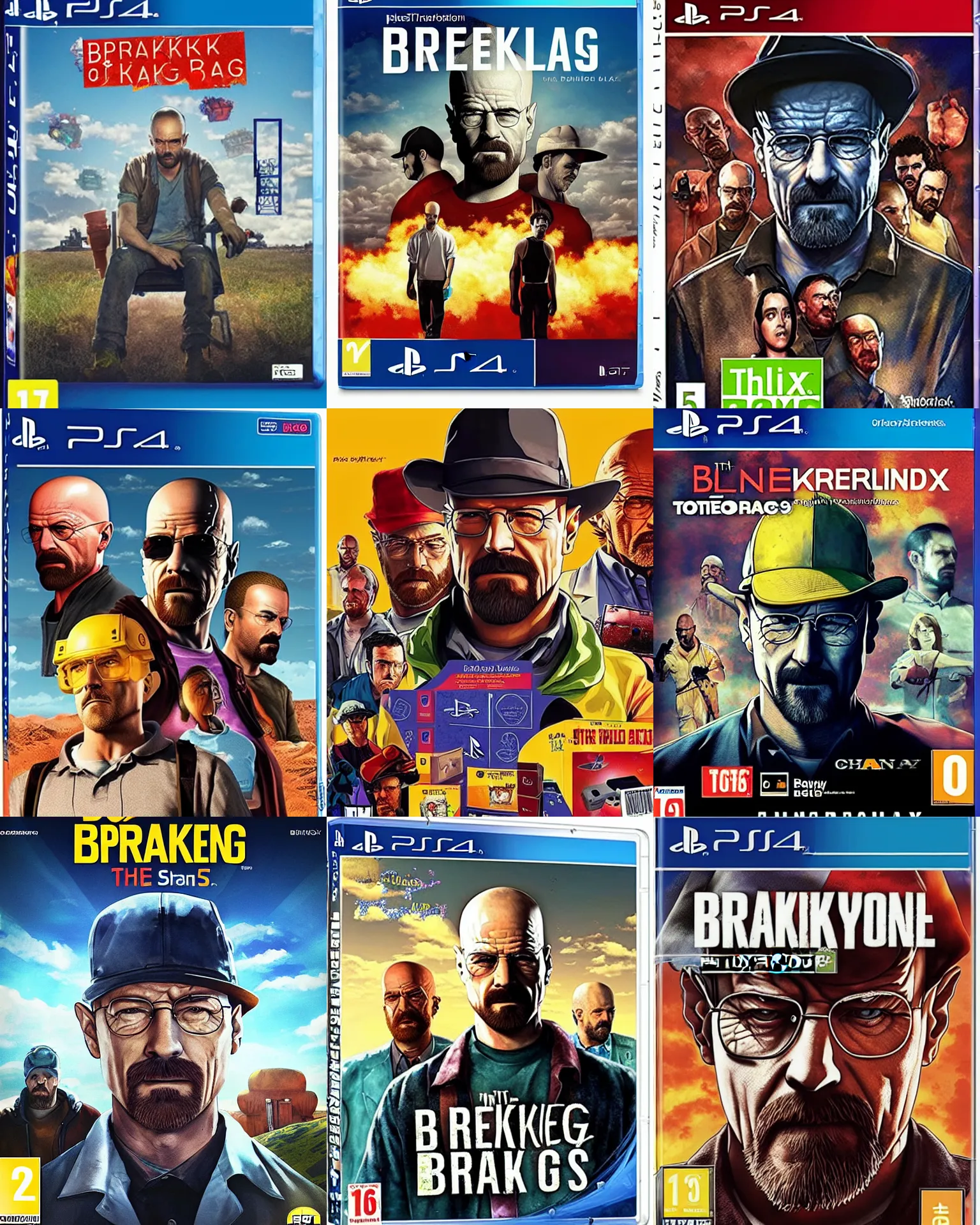 Prompt: box art for a playstation 4 game about breaking bad, photorealistic, high quality, game of the year, top 5 0 best box art of all time