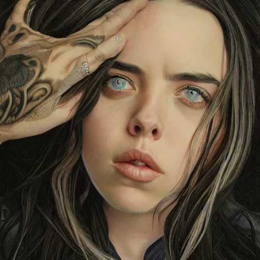 Image similar to Billie Eilish, by Mark Brooks, by Donato Giancola