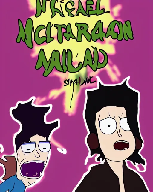 Image similar to portrait of michael jackson in the style of justin roiland. cinematic lighting. style of rick & morty. photographic, photography. by justin roiland