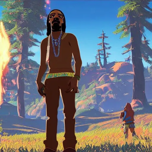 Prompt: Snoop Dogg in Breath of the Wild