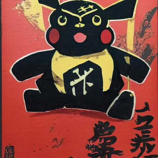 Prompt: pikachu with a samurai armor