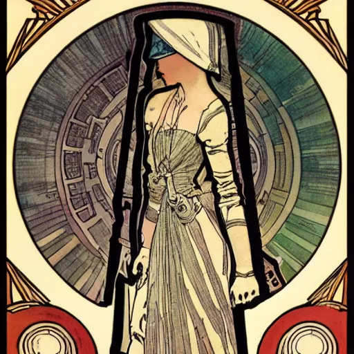 Prompt: robot by mucha