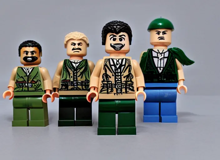 Image similar to saddam hussein lego minifigure playset, professional toy magazine photo