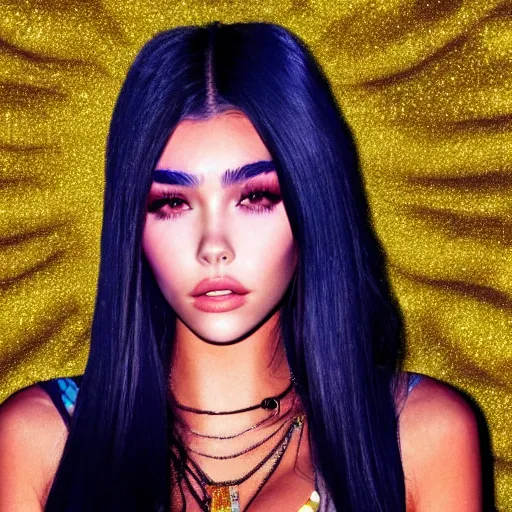 Image similar to madison beer a an intergalactic popstar dancing on a planet, render, blender render, unity render, 4 k wallpaper, art station trending, artstation 4 k coherent, coherent, 4 k, detailed, hyperdetailed, artifact - free, completely coherent, sharp, madison beer