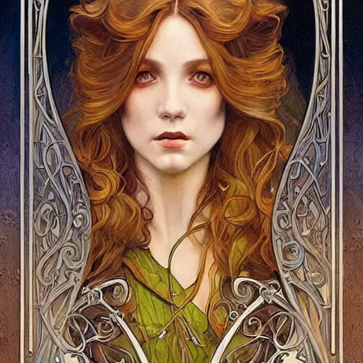 Image similar to an art nouveau painting in the style of donato giancola, and in the style of charlie bowater, and in the style of claudio errico. symmetry, smooth, sharp focus, semi - realism, intricate detail.