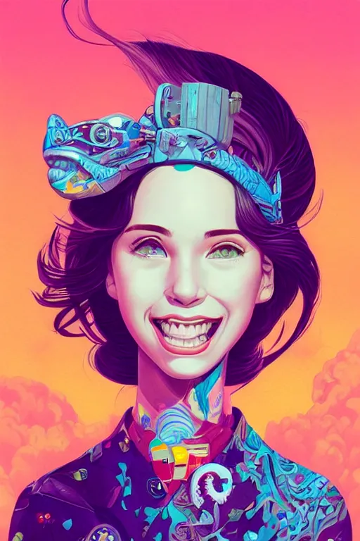 Image similar to a cute girl smiling, Tristan Eaton, victo ngai, artgerm, RHADS, ross draws