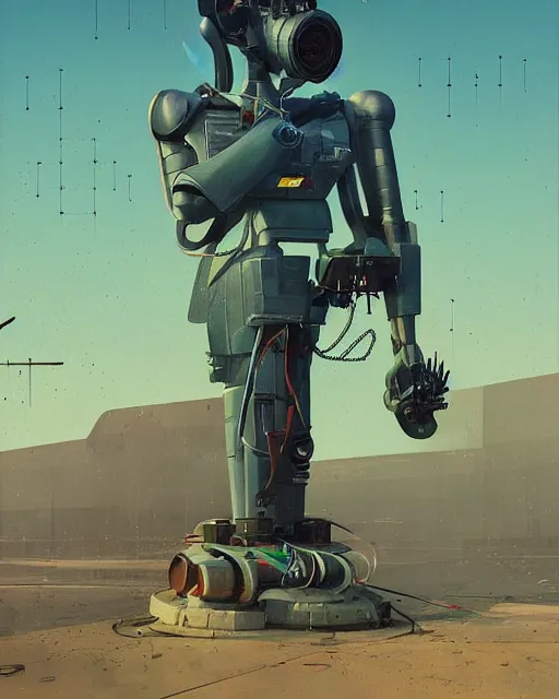 Image similar to painting of a lenin cyborg with laser shooting eyes by stalenhag and beeple