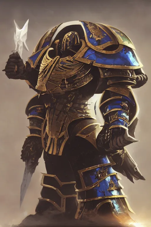 Image similar to armor portrait heros warhammer 4 0 k horus heresy fanart - the primarchs emperor by johannes helgeson animated with vfx concept artist & illustrator global illumination ray tracing hdr fanart arstation zbrush central hardmesh 8 k octane renderer comics stylized