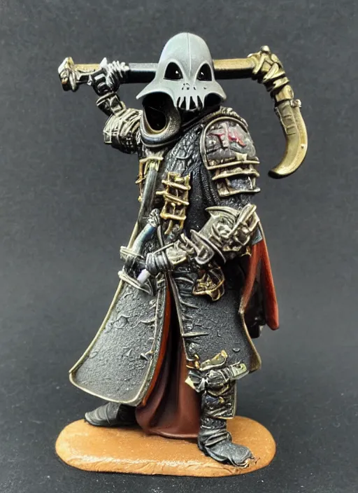 Image similar to 8 0 mm resin detailed miniature of a warhammer 4 0 k plague doctor, product introduction photos, 4 k, full body,