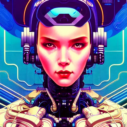 Image similar to high quality high detail portrait of a cybernetic queen diesel punk character in an futuristic world, tristan eaton, victo ngai, artgerm, rhads, ross draws, hyperrealism, intricate detailed, alphonse mucha, pastel colors, ghost in the shell, artstation,