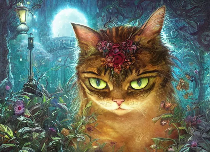 Image similar to magical cat, path traced, highly detailed, high quality, digital painting, by studio ghibli, lise deharme, alexander jansson, paul lehr, tim white, hans zatzka, george stubbs, louis wain