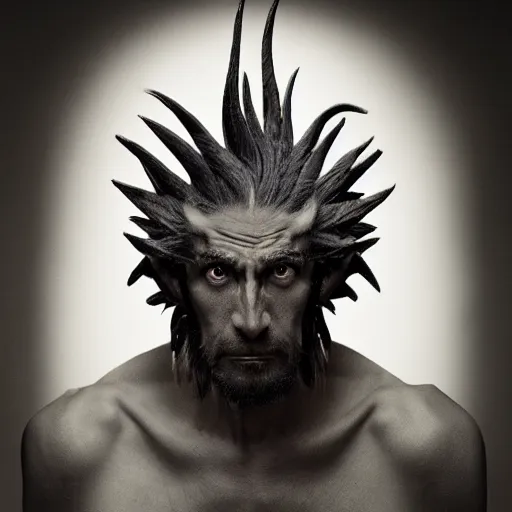 Image similar to portrait of zinogre - human hybrid, head and shoulders shot, by annie leibovitz, portrait of a man, studio lighting