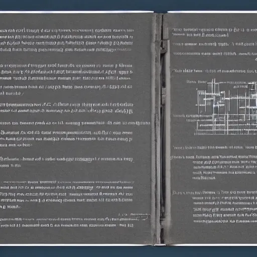 Prompt: photograph, page of a book with futuristic writing explaining how to build an engine with diagrams