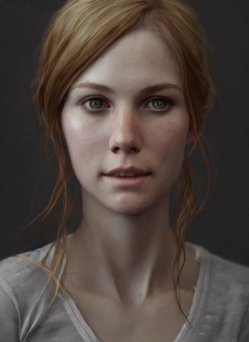 Image similar to Erin Moriarty, au naturel, hyper detailed, digital art, trending in artstation, cinematic lighting, studio quality, smooth render, unreal engine 5 rendered, octane rendered, art style by klimt and nixeu and ian sprigger and wlop and krenz cushart