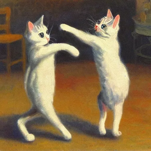 Prompt: cats dancing, Impressionism