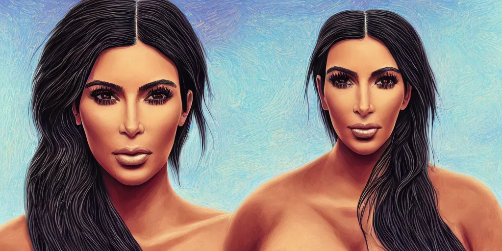 Prompt: kim kardashian in the style of a mastodon album cover, highly detailed, intricate, smooth, elegant, digital painting, artstation, 3 5 mm film grain