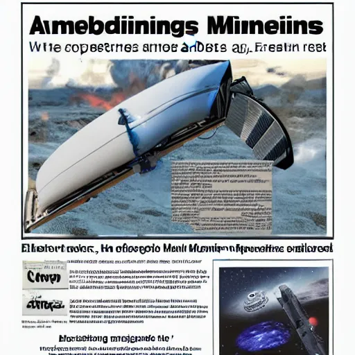 Image similar to newspaper advertisement for asteroid mining equipment