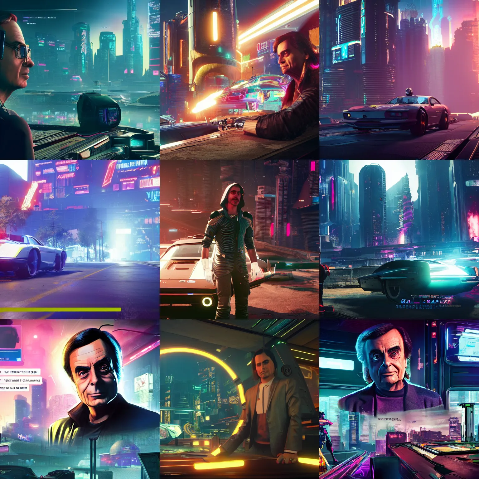 Prompt: carl sagan reveals secrets. cyberpunk 2 0 7 7 cp 2 0 7 7. 3 8 4 0 x 2 1 6 0 cosmos episode