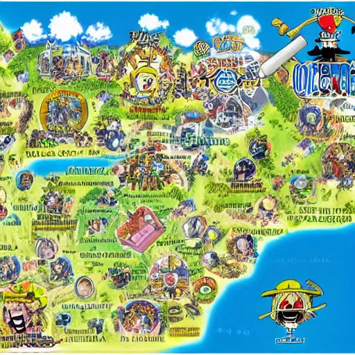 highly detailed map of one piece anime, Stable Diffusion