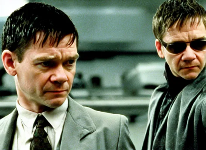 Prompt: Martin Freeman in The Matrix (1999), movie still