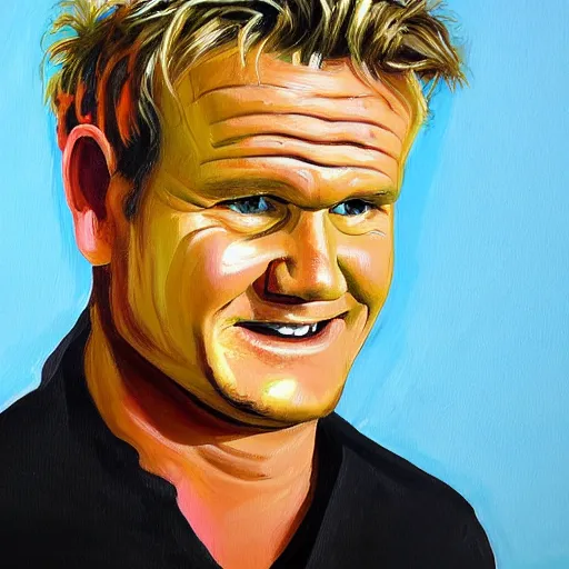 Image similar to a painting of Gordon Ramsey's forehead wrinkles as waves