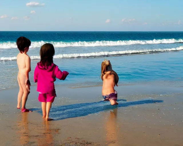 Image similar to children playing at the beach, cdx