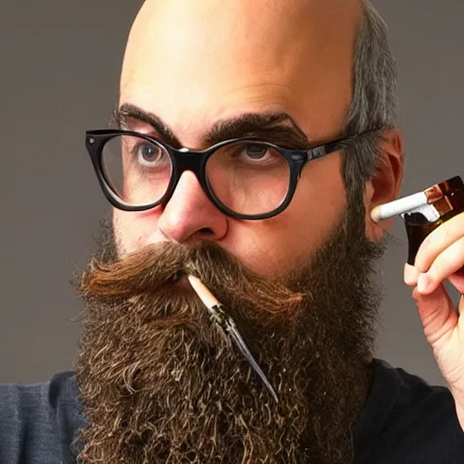 Prompt: bearded David Cross smoking a pipe