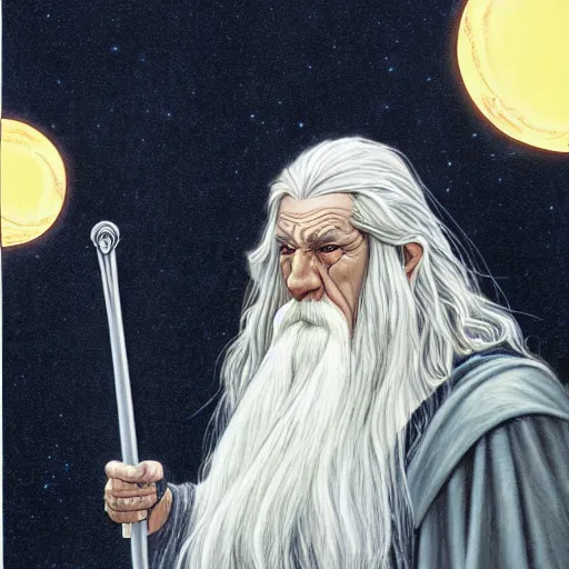 Image similar to Gandalf pondering his palantir by Todd Lockwood