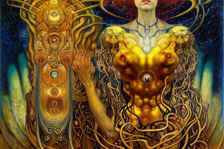 Image similar to Divine Chaos Engine by Karol Bak, Jean Delville, William Blake, Gustav Klimt, and Vincent Van Gogh, symbolist, visionary