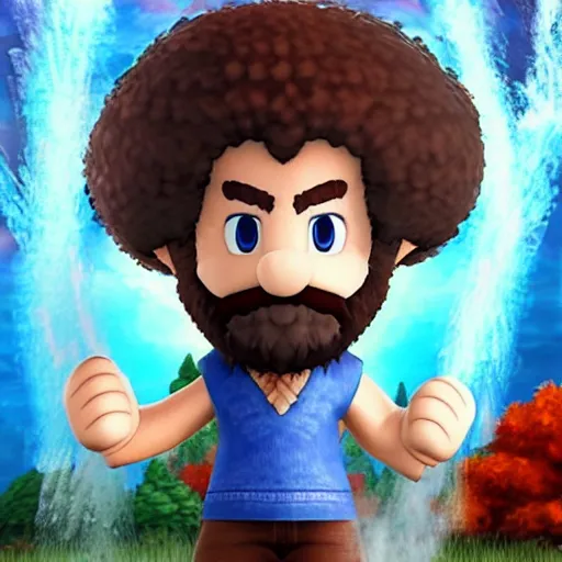 Image similar to Bob Ross character reveal for Super Smash bros ultimate