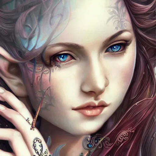 Prompt: a beautiful elvish goddess , 8k, highly detailed, sharp, realistic, in style of Anna Dittmann