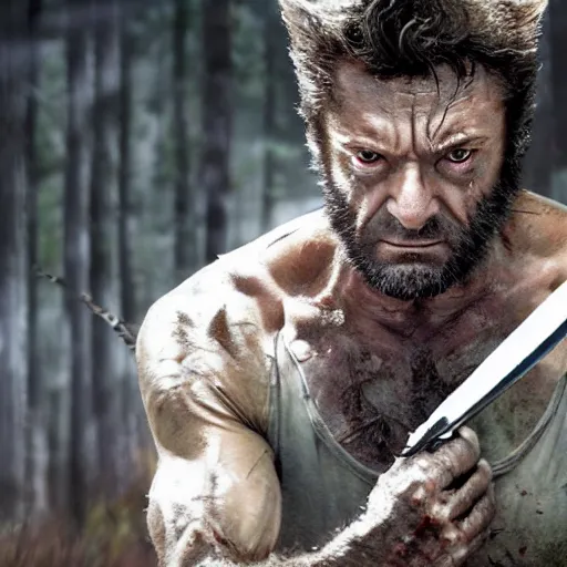 Image similar to wolverine in the walking dead 4 k detailed super realistic