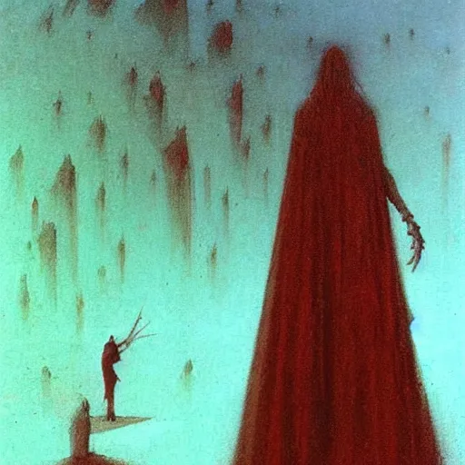 Prompt: female sorcerer in Beksiński Zdzisław's style